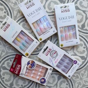 Lot of 5 KISS Voguish Gel Fantasy Press on Nail Sets - French tips Rainbow long